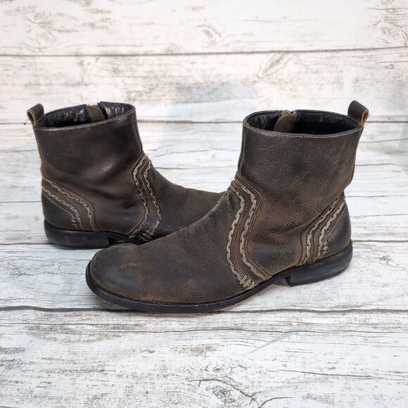 Bed Stu Revolution Men’s Brown Leather Western Ankle Boots Size 8.5 - Picture 6 of 9